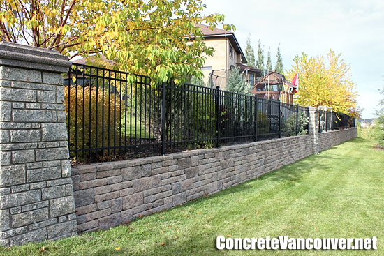 Block retaining walls privacy fence